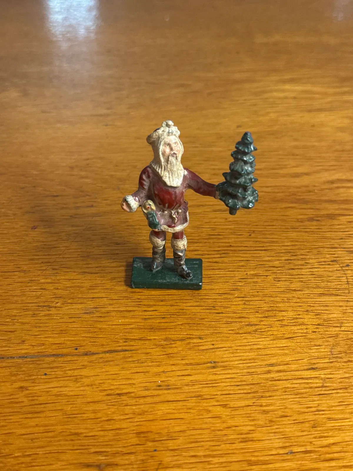 Solid Lead Santa Claus With Tree Statue 1