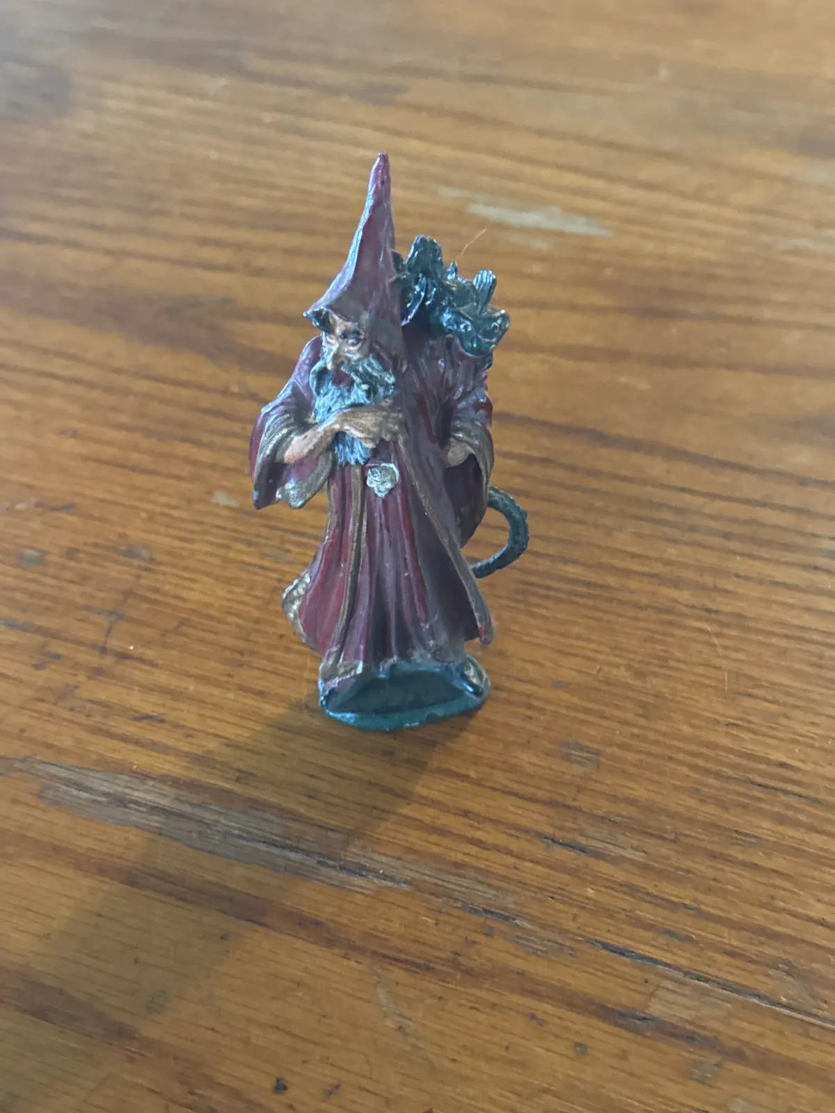 Solid Lead Wizard With Dragon Statue 1