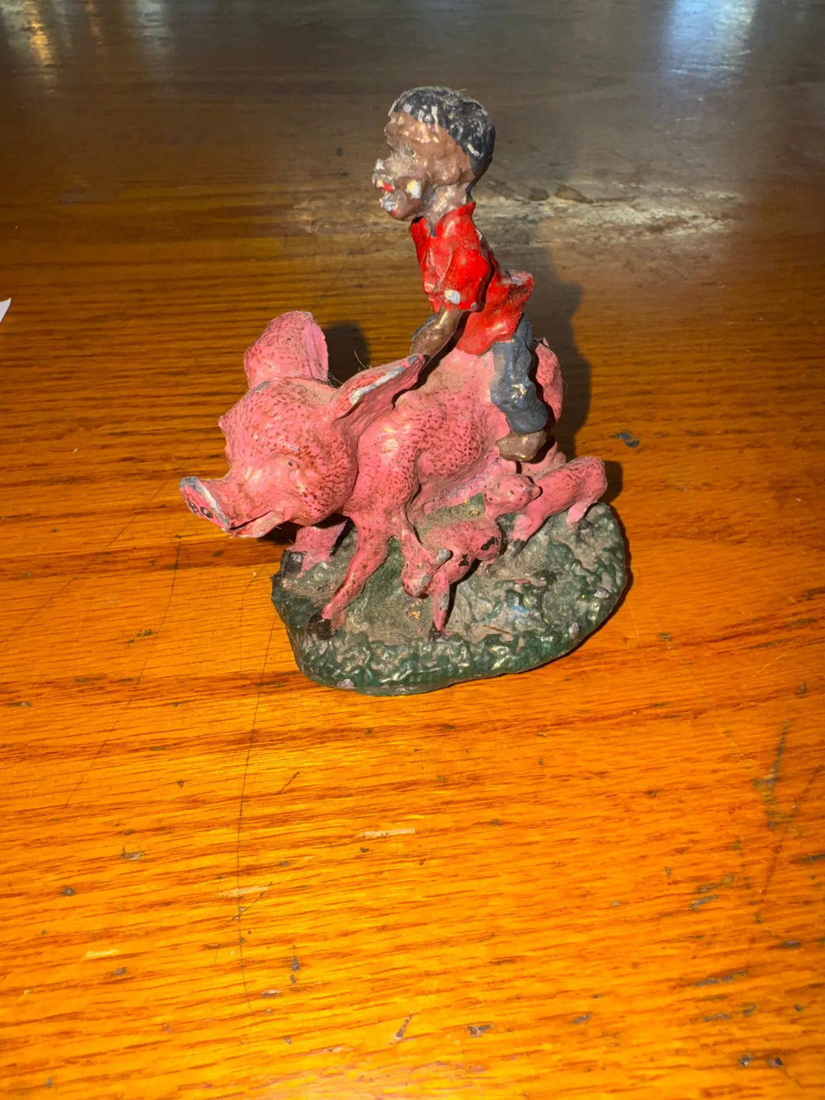 Lead Black Americana Boy With Pigs 1