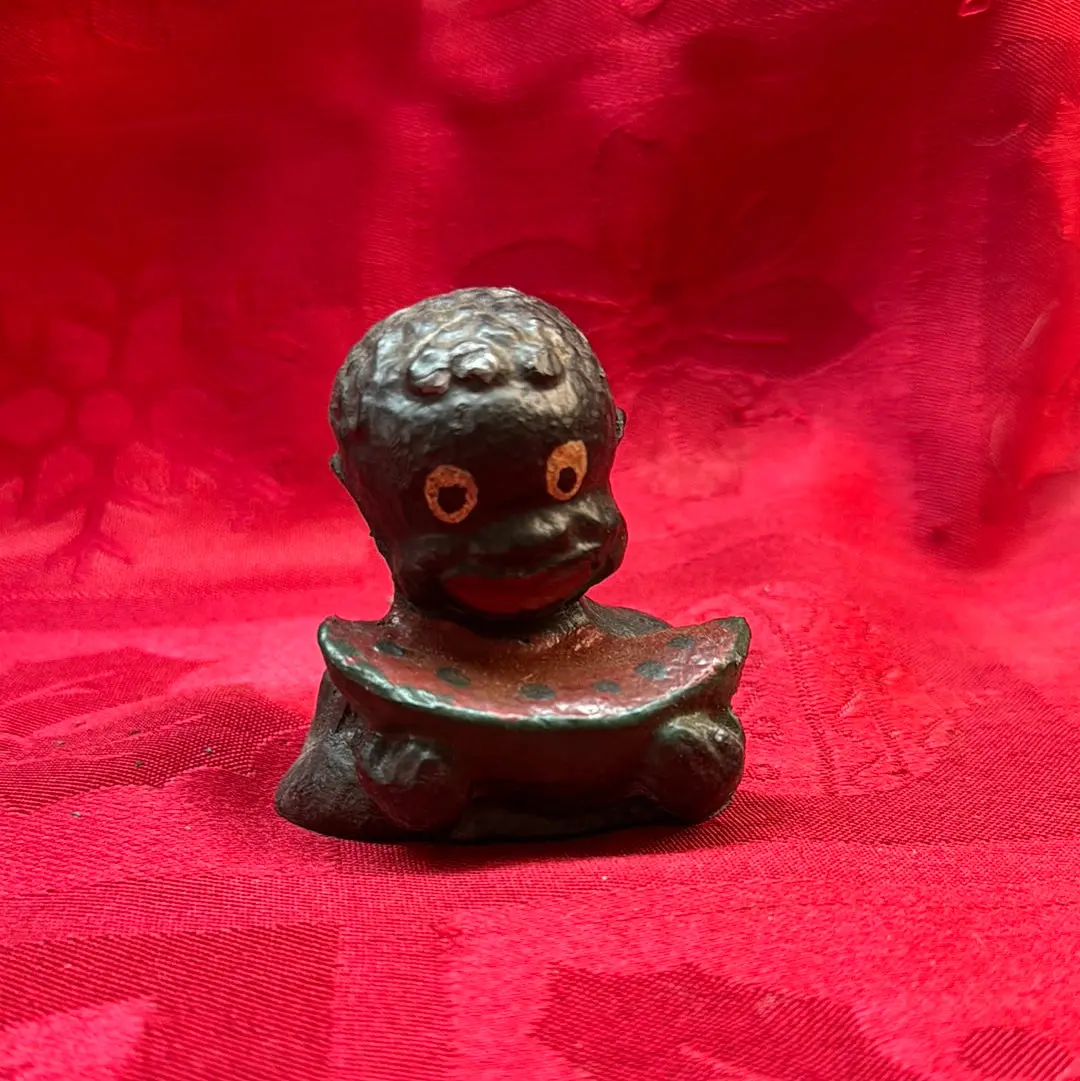 Lead Black Americana Watermelon Boy Paperweight 1