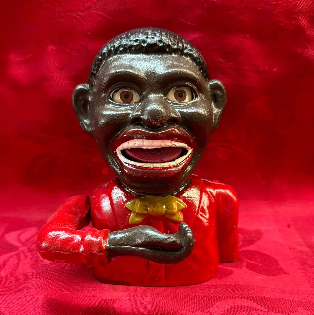 Cast Iron Mechanism Bank - Small Jolly Red 1