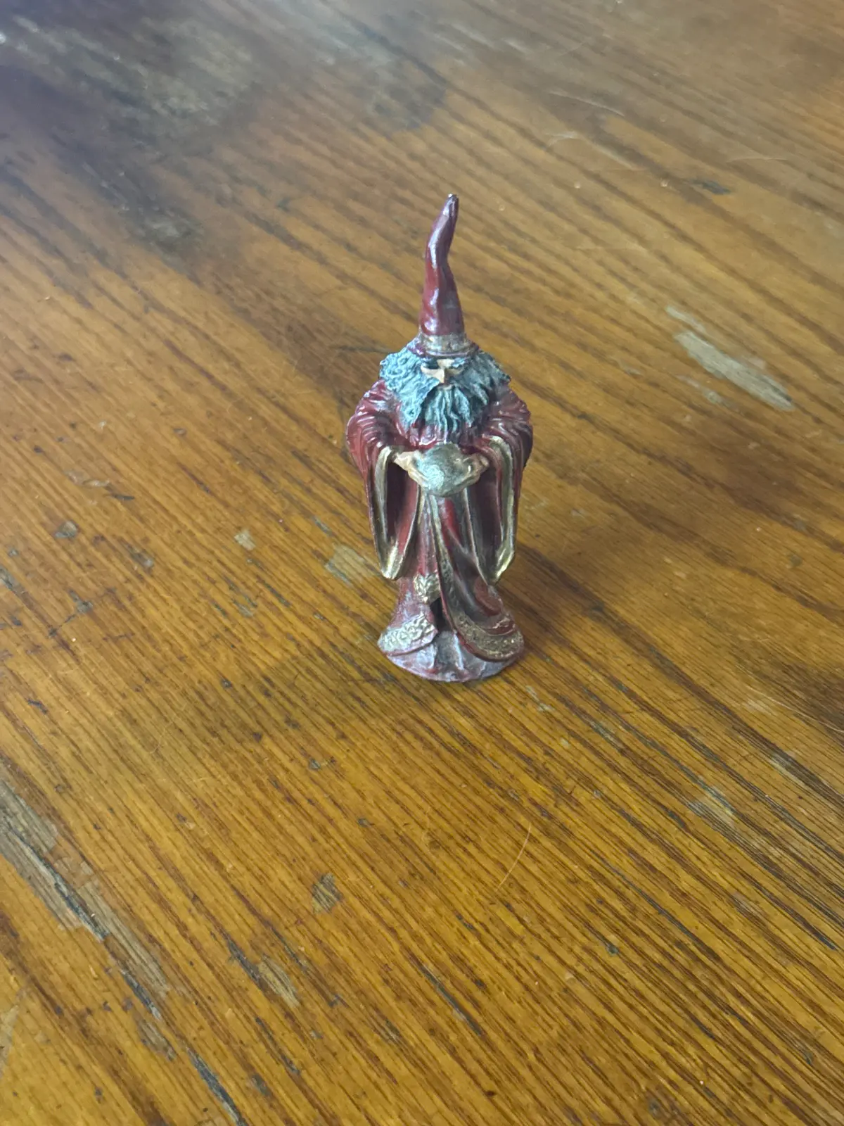 Solid Lead Wizard With Crystal Ball Statue 1