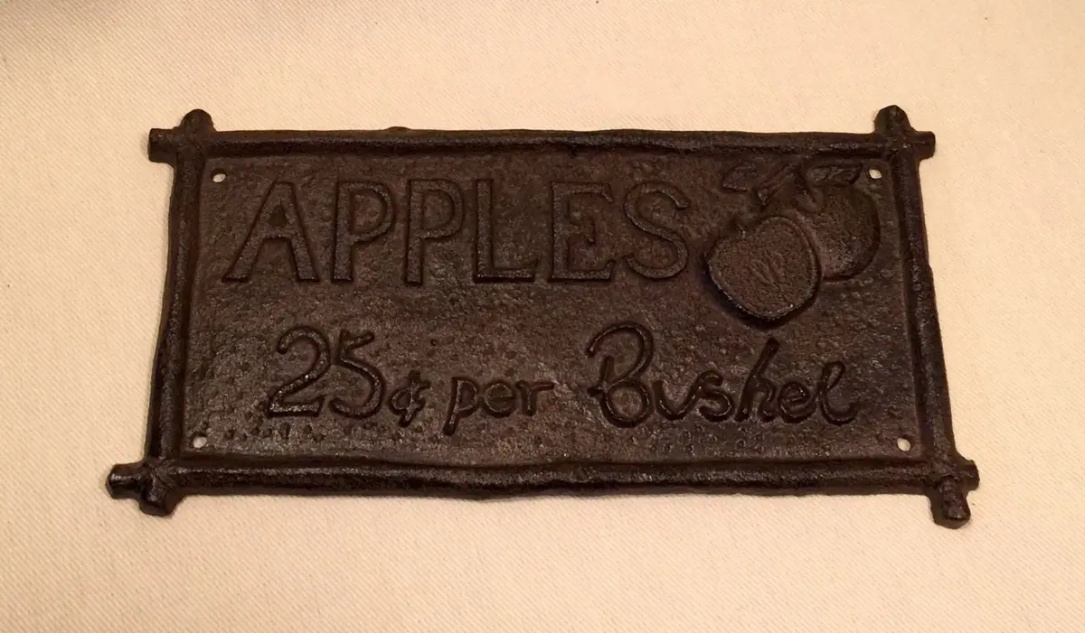 Cast Iron Sign - Apples 25 Cents A Bushel 1