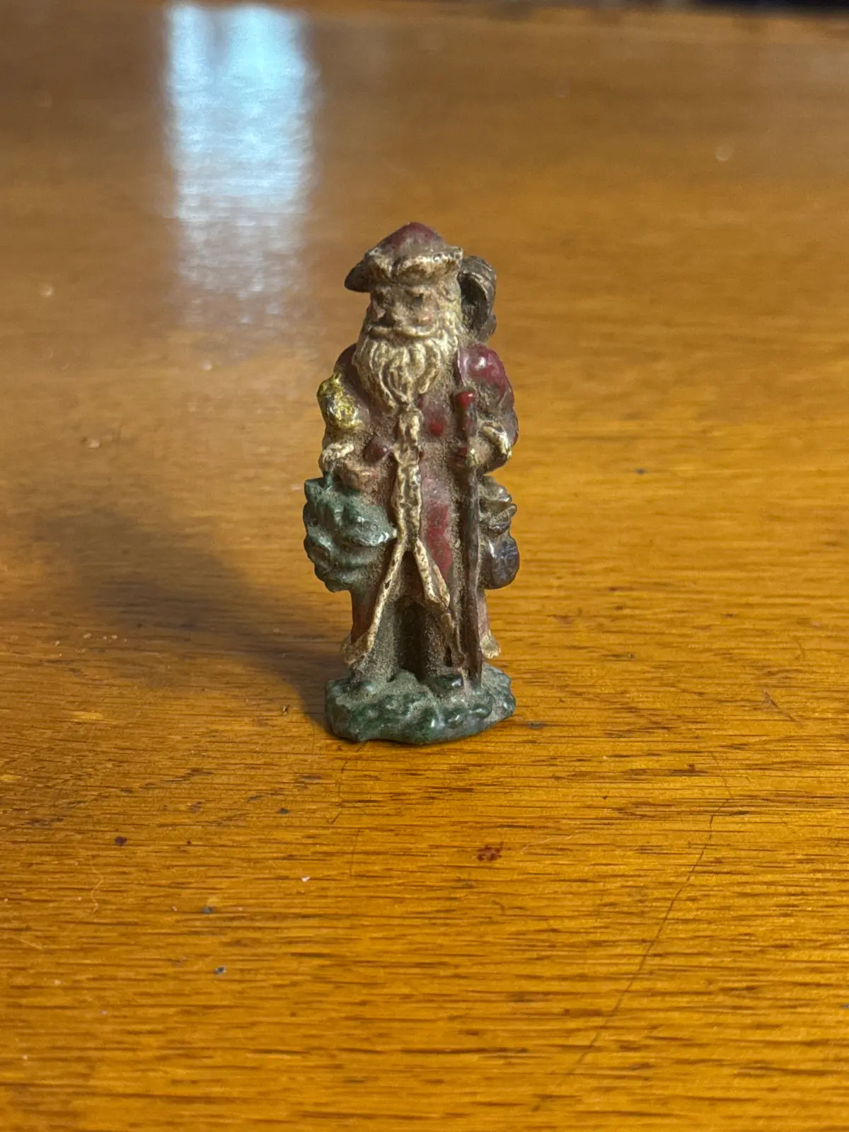 Solid Lead Santa Claus With Basket Statue 1