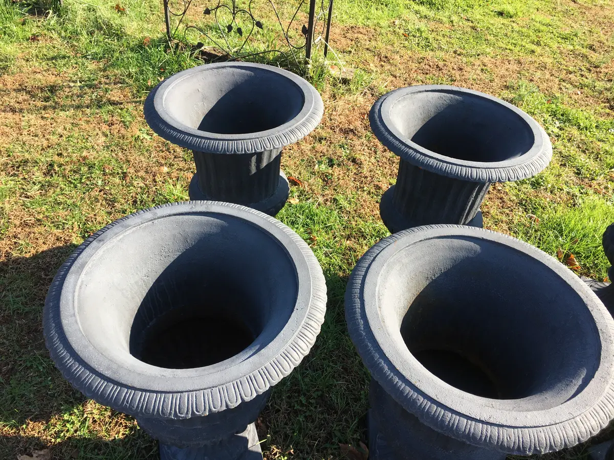 Large Cast Iron Urn Pair 1