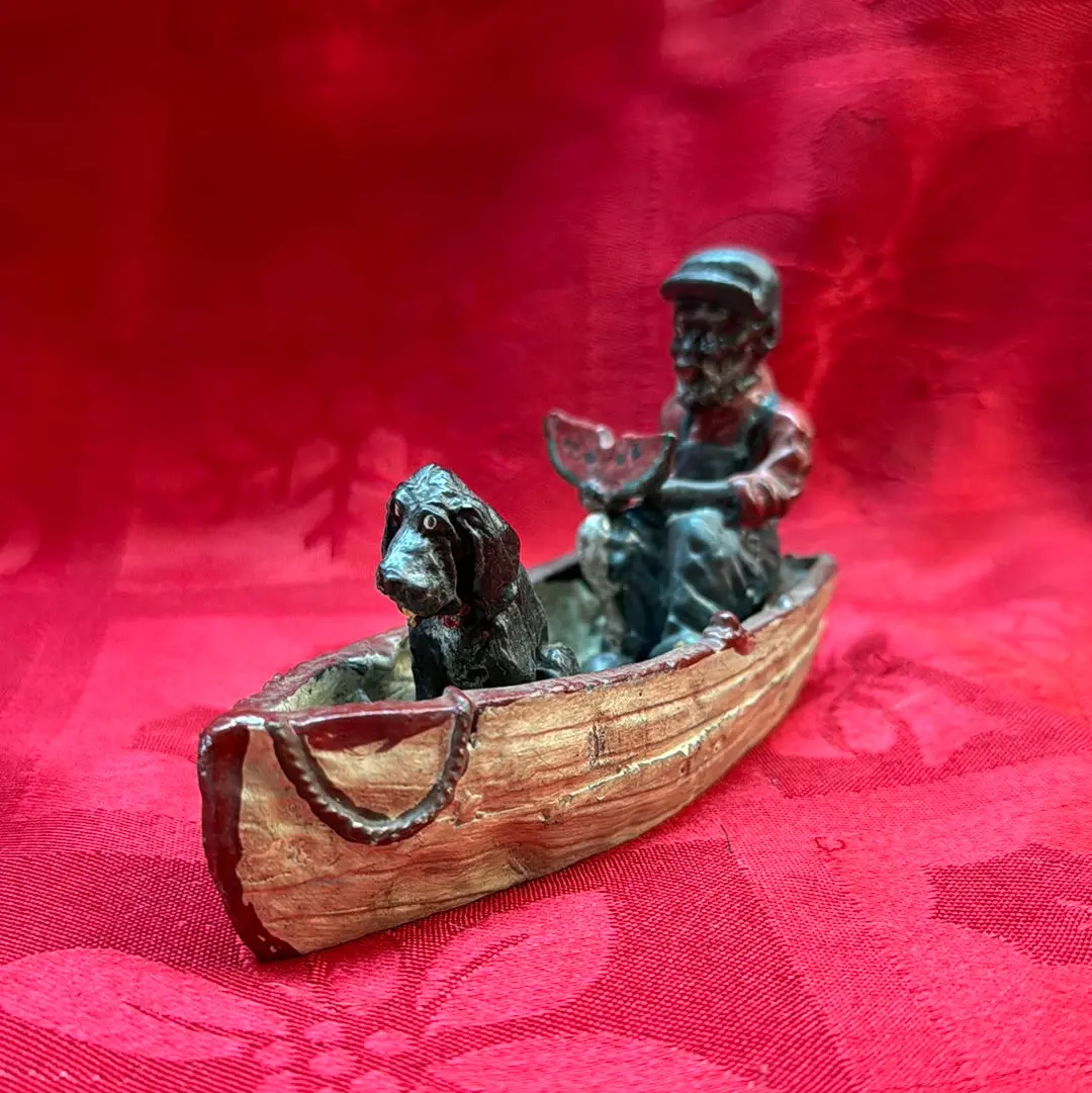 Lead Black Americana Watermelon Man With Dog In Boat 1