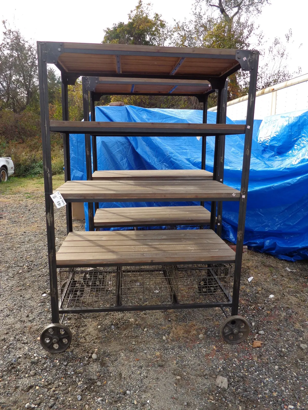 Rack Industrial Shoe Rack Black Wood 1