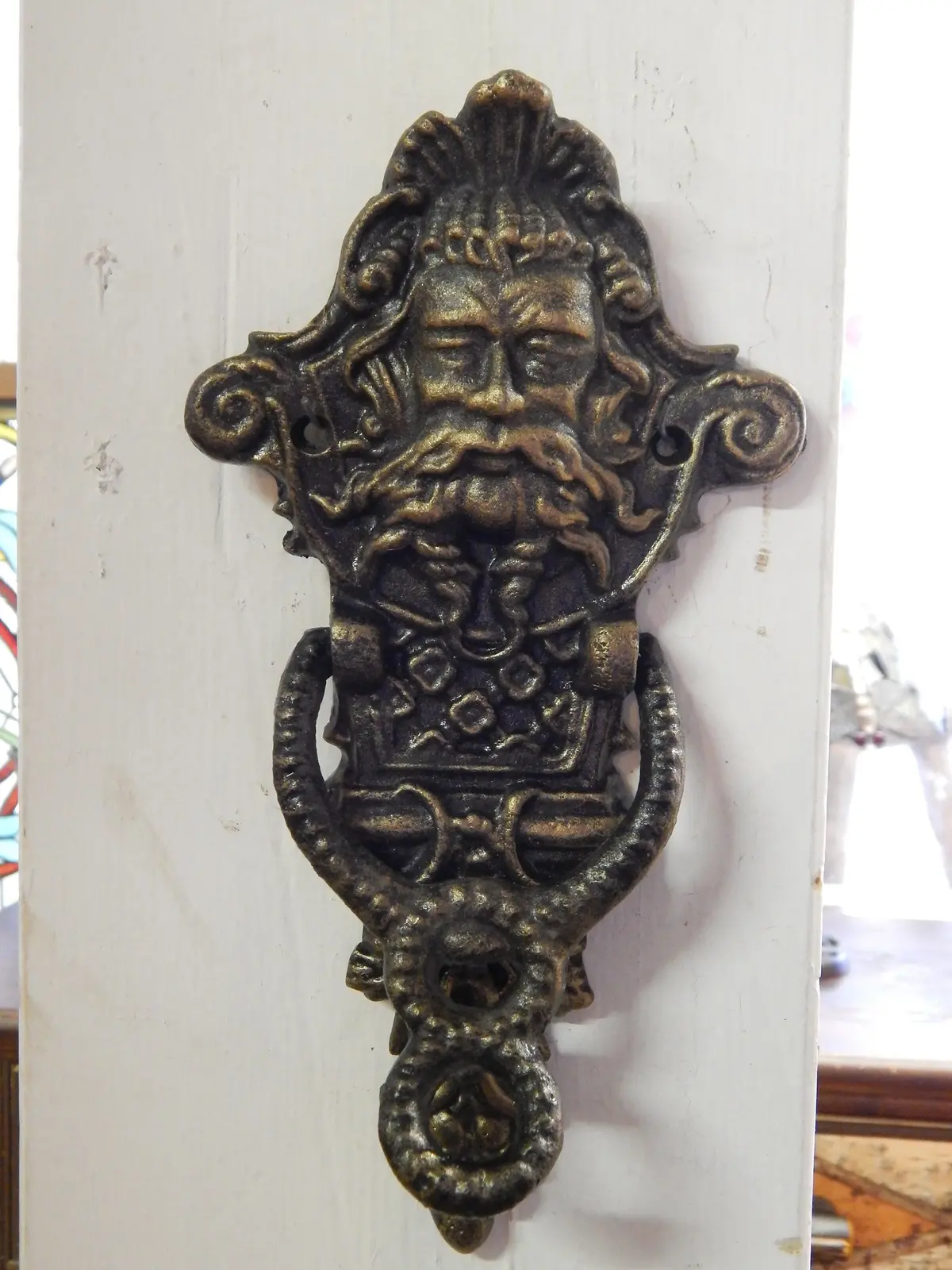 Door Knocker - Cast Iron Neptune Poseidon Man God 1