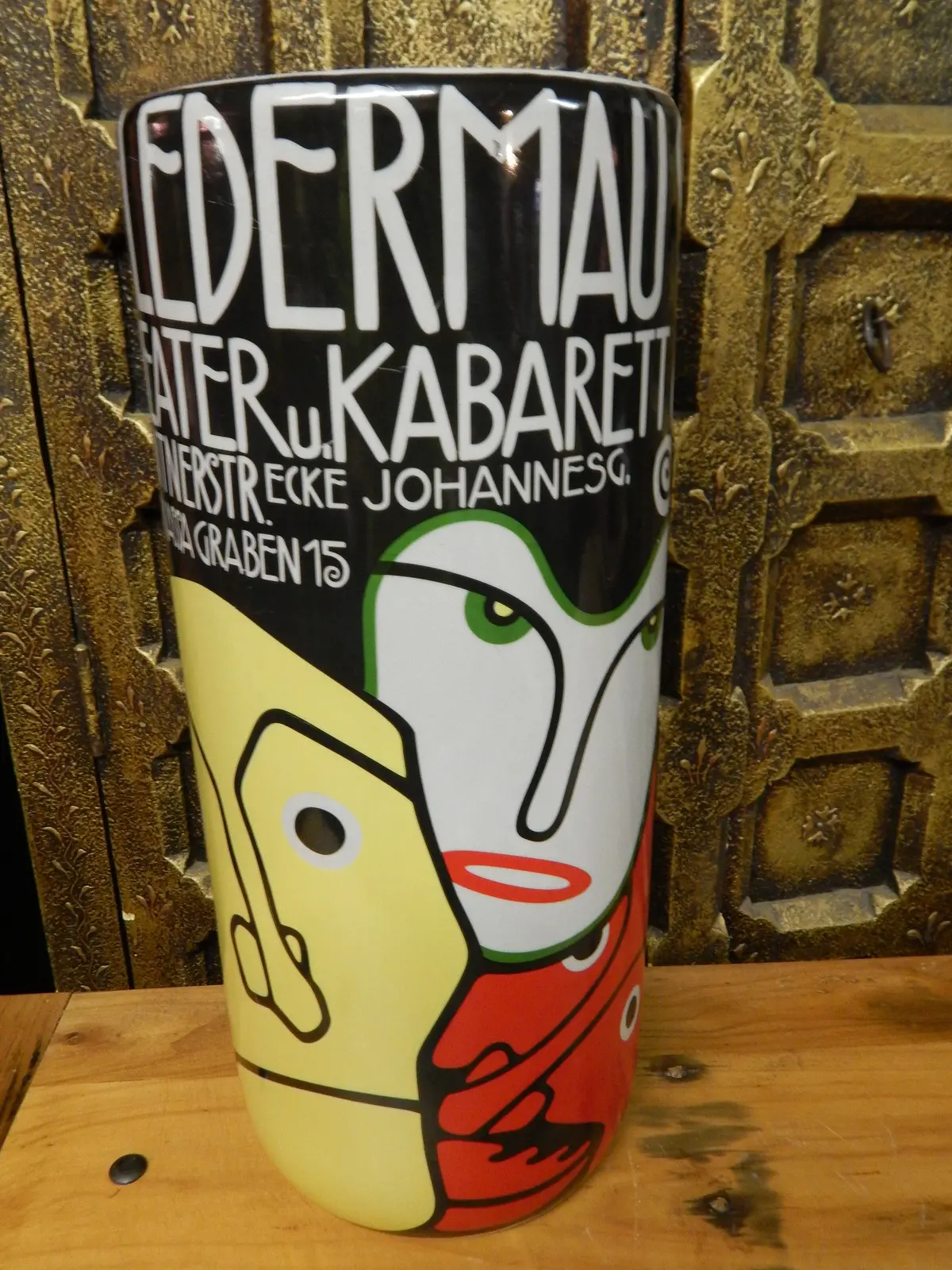 Umbrella Stand Porcelain - French Fledermaus Kabarett Switz Advertising 1