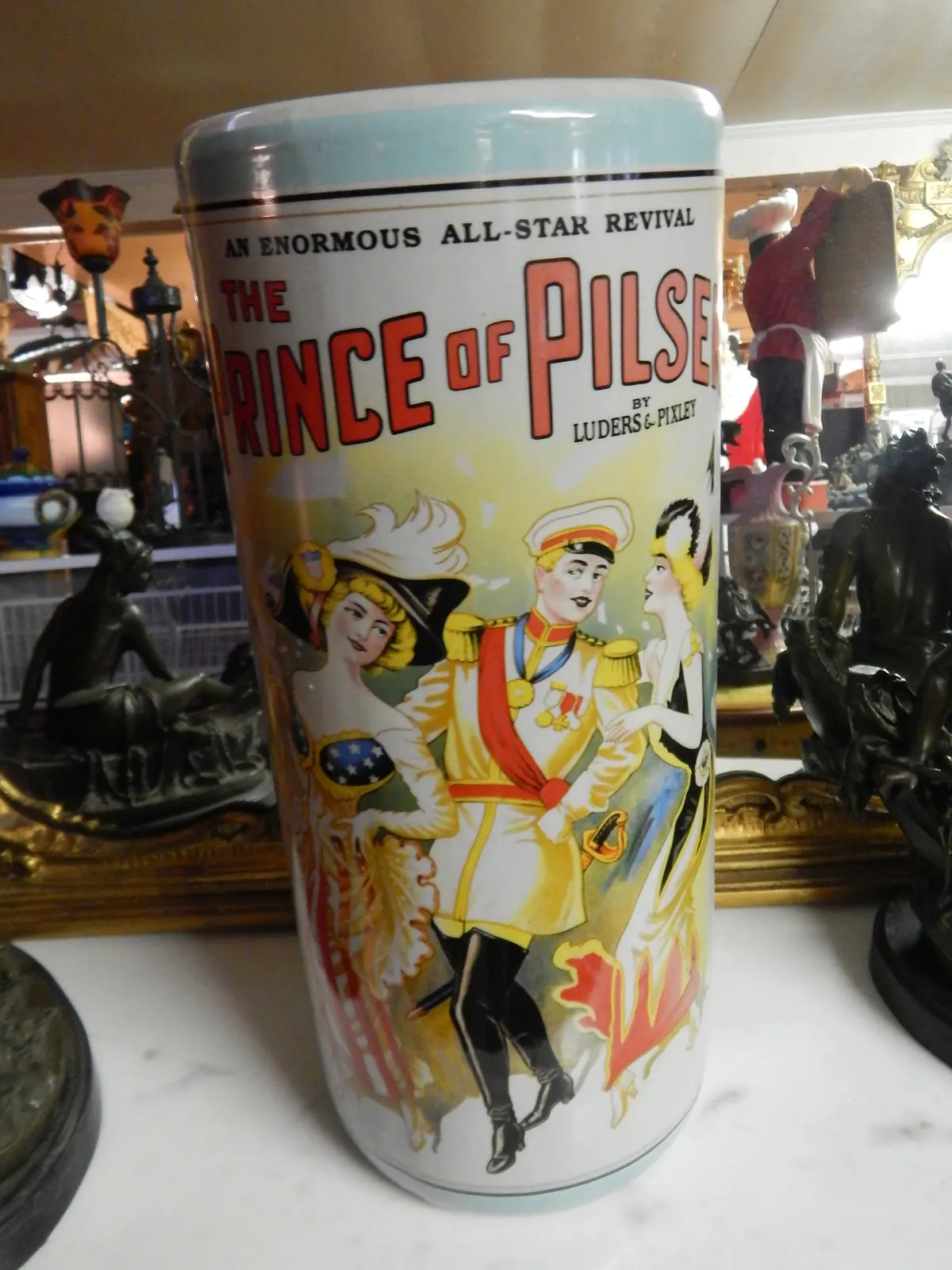 Umbrella Stand Porcelain - French Prince Of Pilsen Theatre Advertising 1