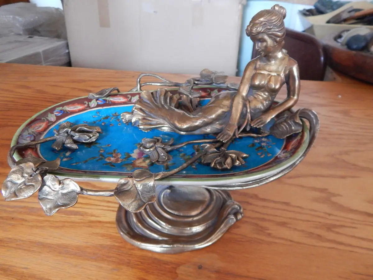 Sevres Porcelain - Blue Gilt Bronze Ormolu Lady With Flowers 1