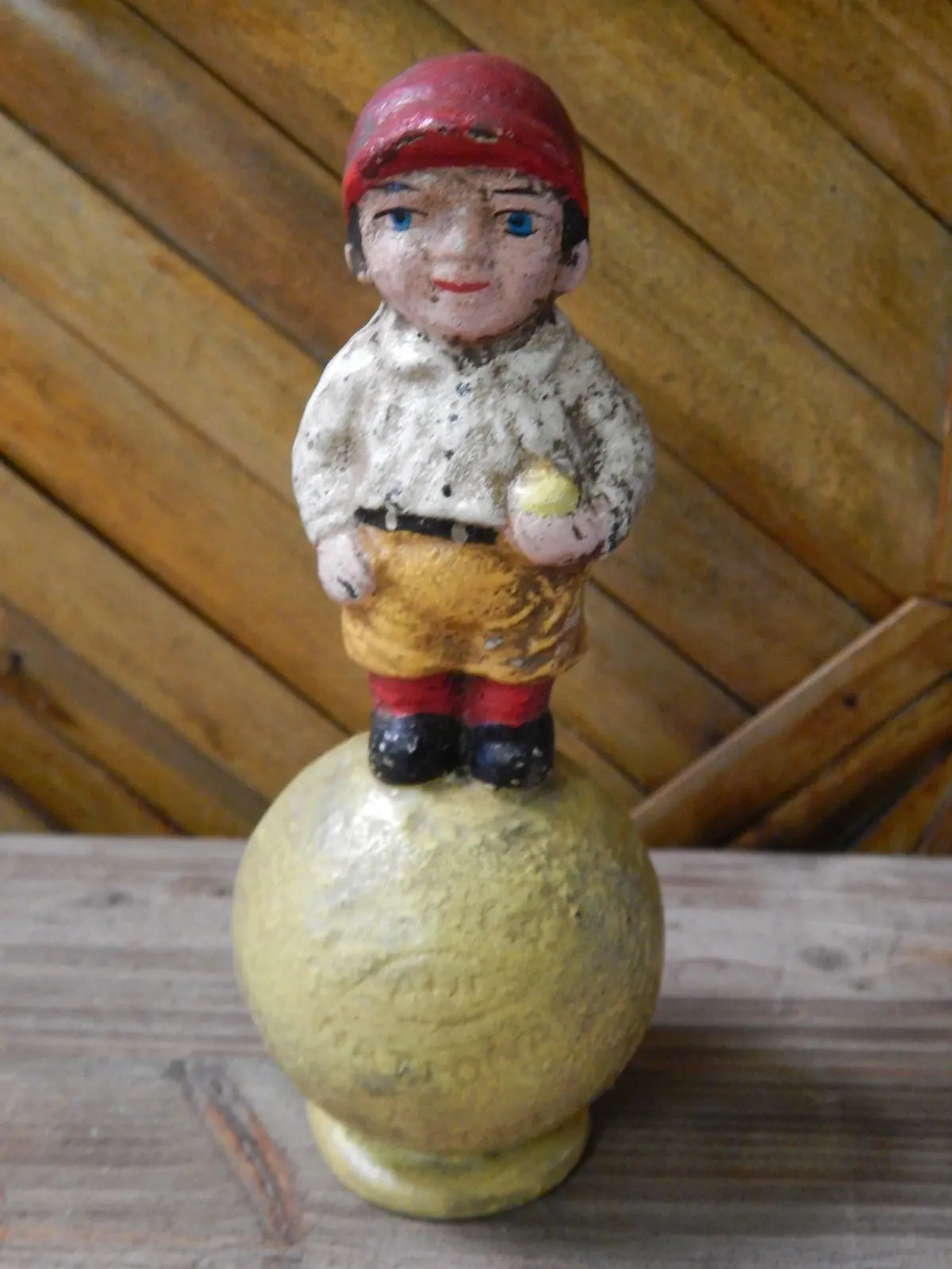 Baseball Cast Iron Bank - Baseball Mascot Still Bank Hubley 1