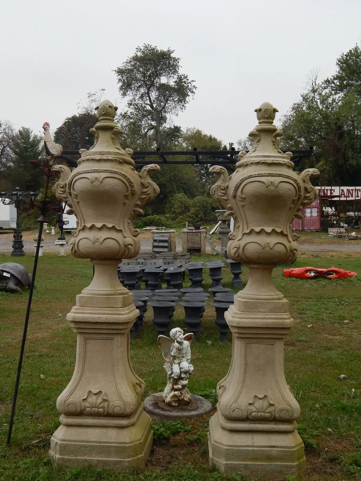 Driveway & Entrance Pediment -Pair Stone Dust Drive Way Pediment Hand Carved 1