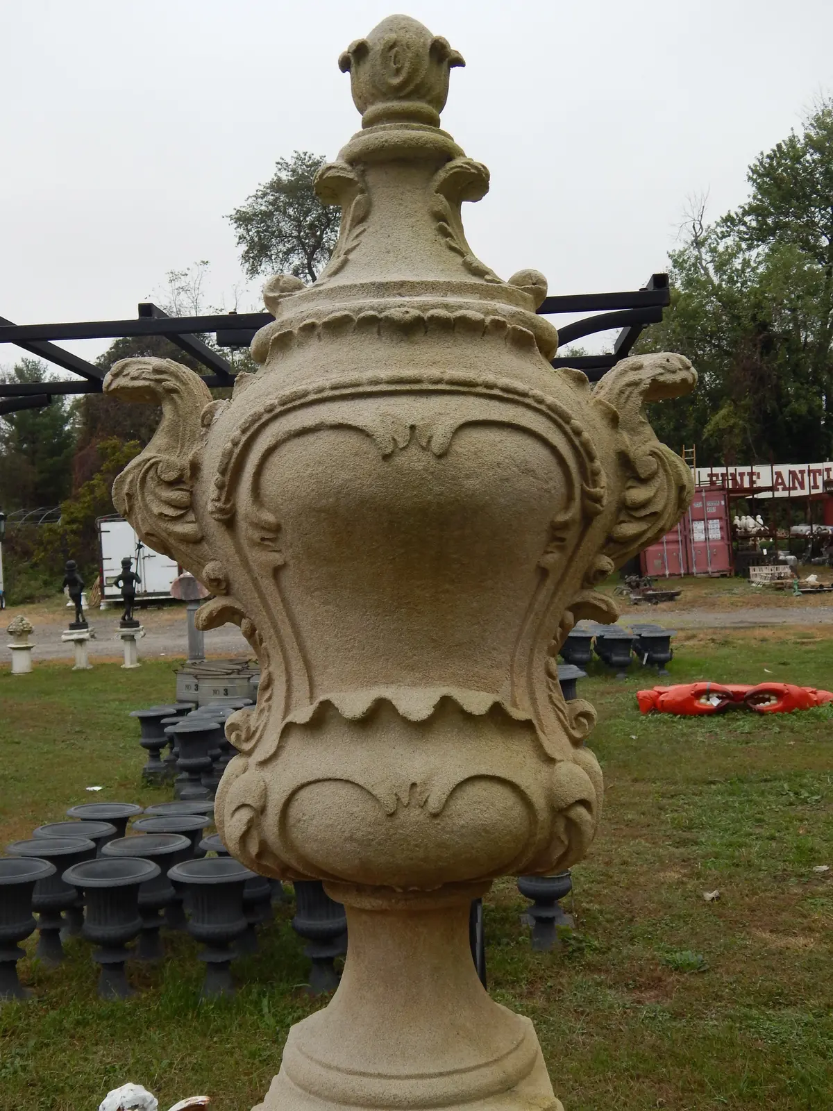 Driveway & Entrance Pediment -Pair Stone Dust Drive Way Pediment Hand Carved 2