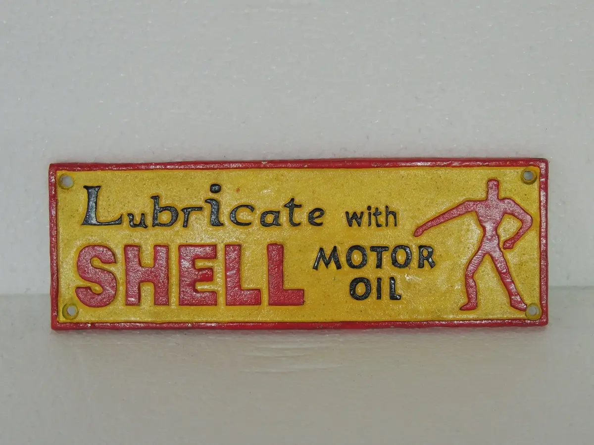 Cast Iron Sign - Shell "Lubricate With Shell" 1