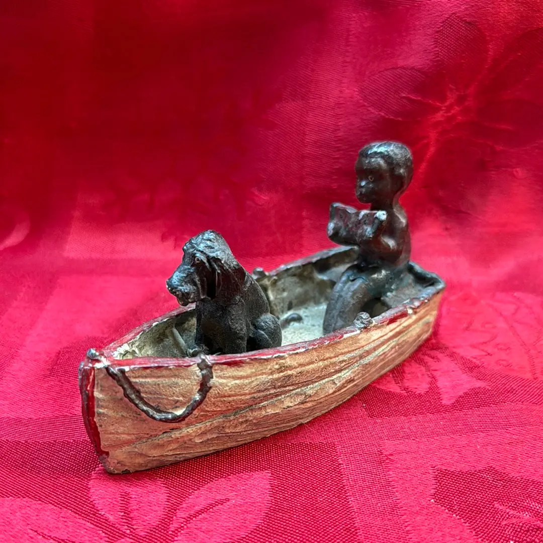 Lead Black Americana Watermelon Boy With Dog In Boat 1