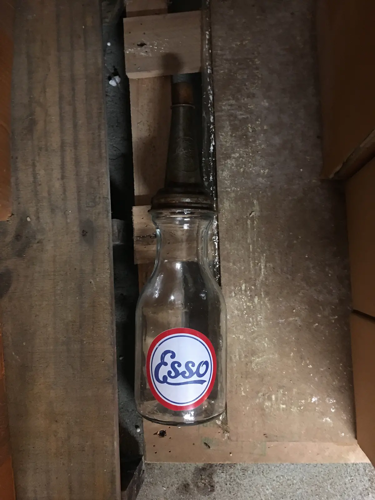 Glass Oil Bottle - Esso With Lid Cap 1