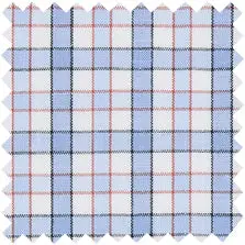 Made-To-Measure Shirt In Blue Multi/Orange Check Poplin 1
