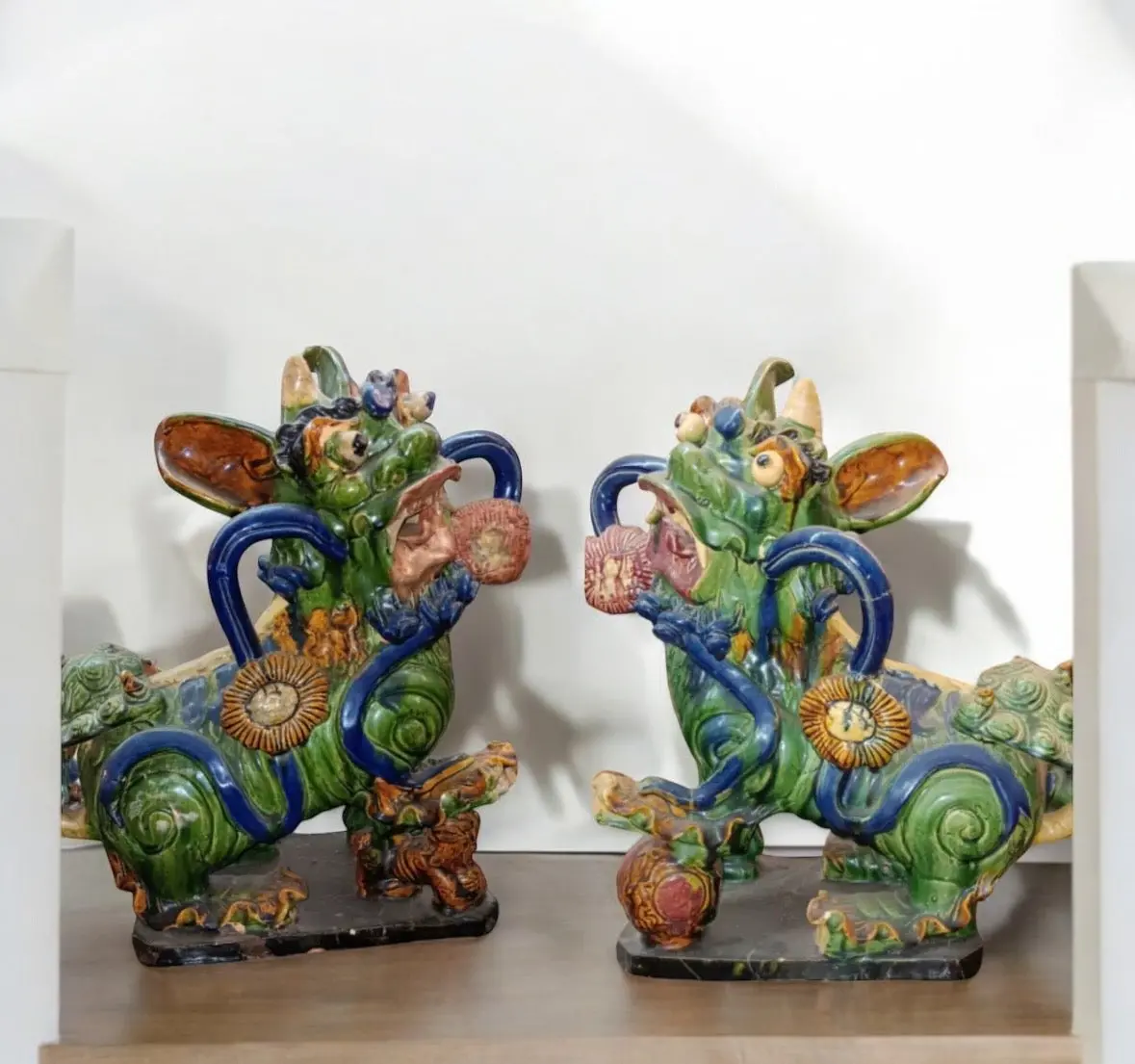 Majolica Foo Dog Sculptures 1