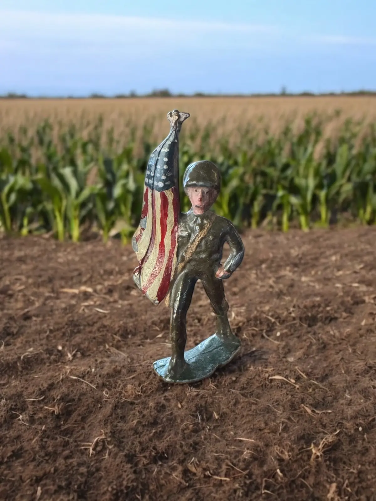Vintage Lead Soldier With Flag 1