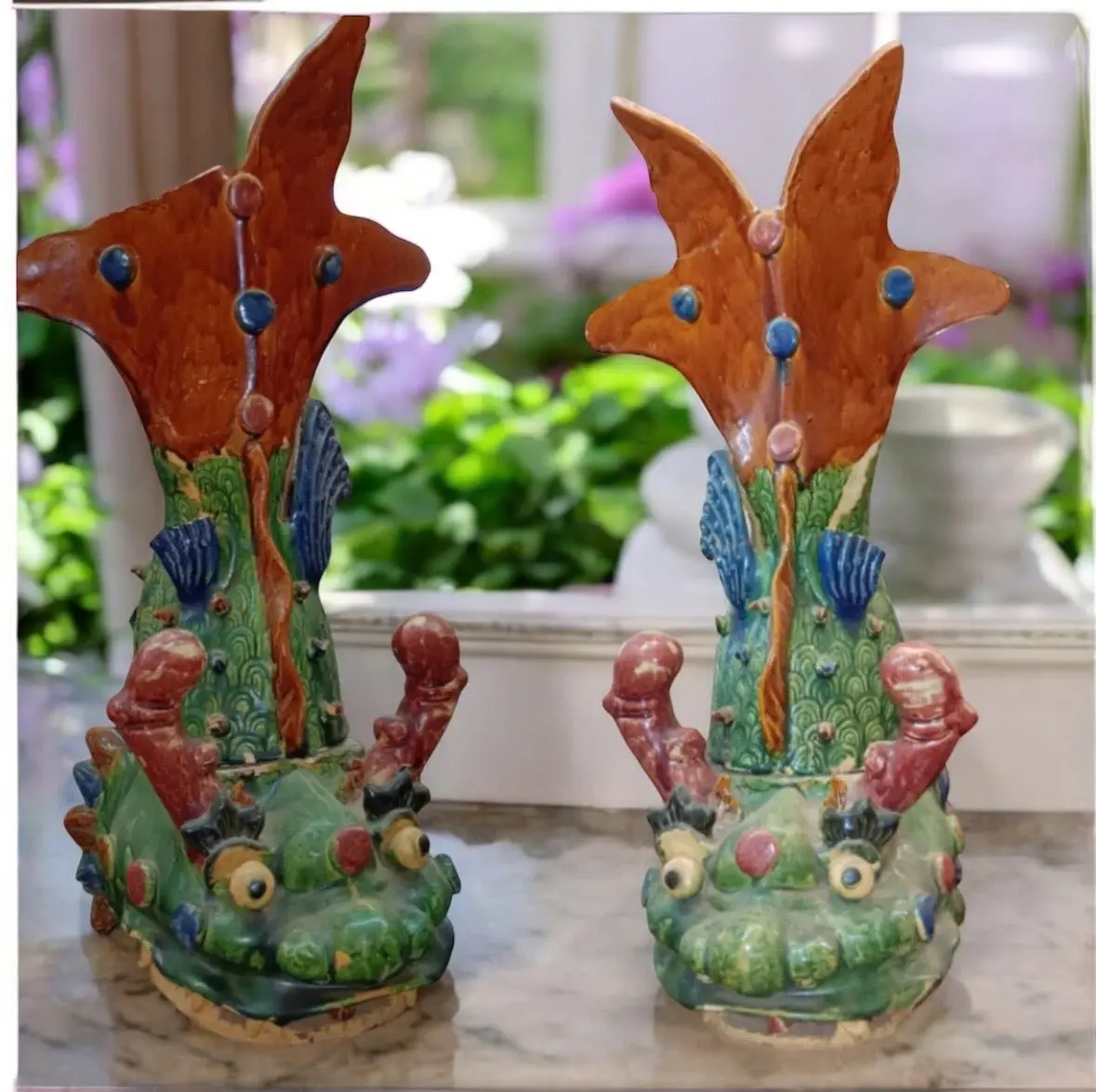 Majolica Foo Fish Sculptures 1