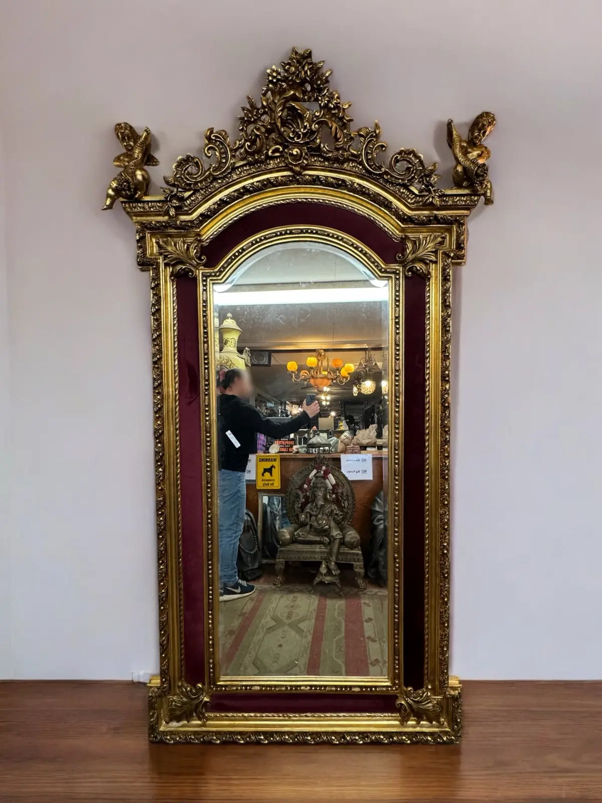 French Cherub Cornicopia 7'10" Gold Gilt Mirror 1