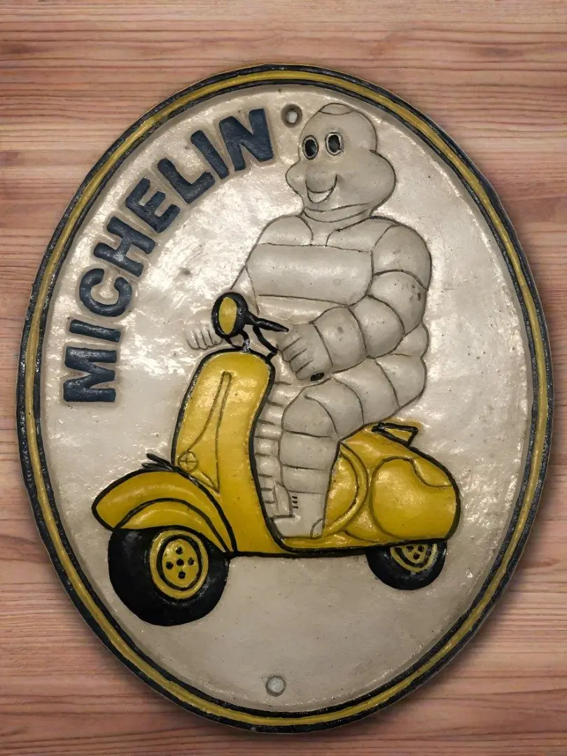3D Michelin On Scooter Cast Iron Sign 1