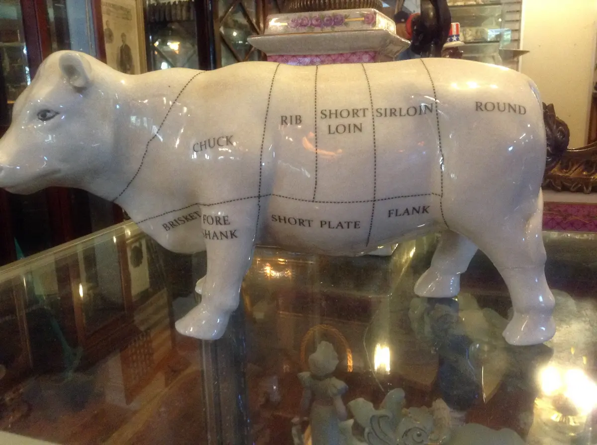 Cow Porcelain  Butcher Figurine Chart Statue 1