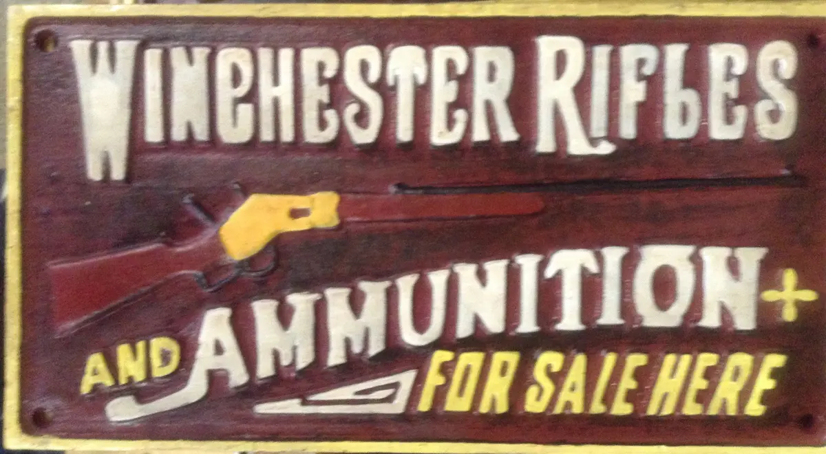 Cast Iron Sign - Winchester "Rifles & Ammunition" 1
