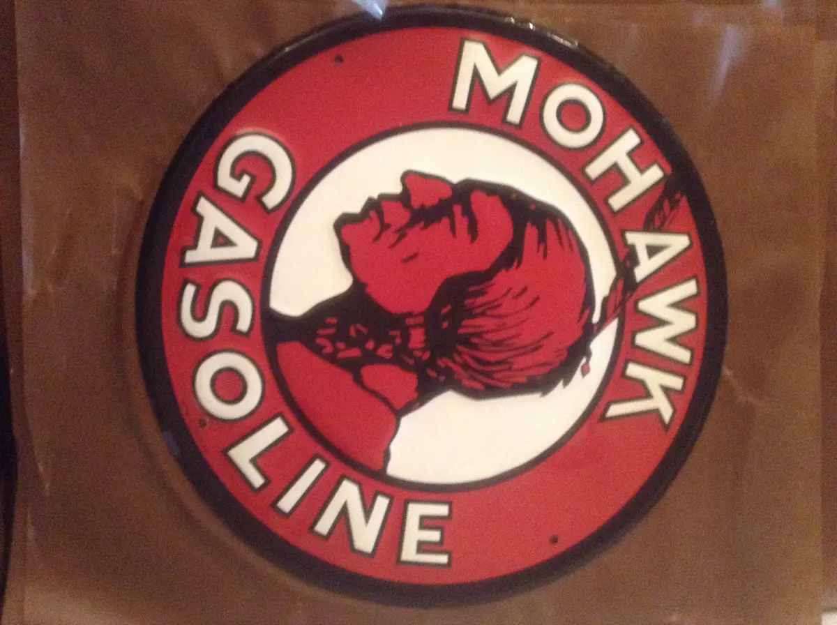 Flat Tin Sign - Round Mohawk Gasoline 1
