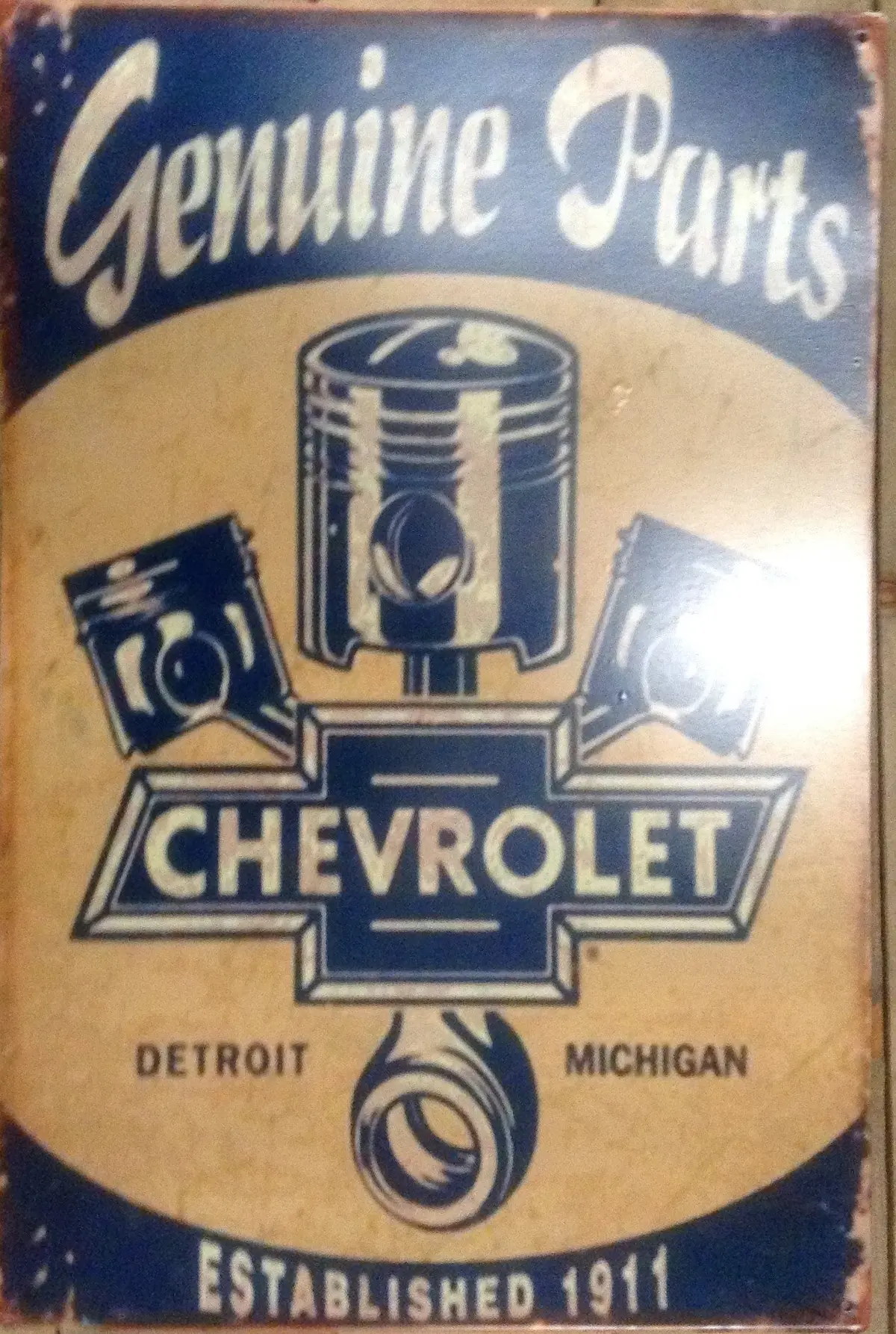 Flat Tin Sign - Chevrolet "Genuine Parts" 1