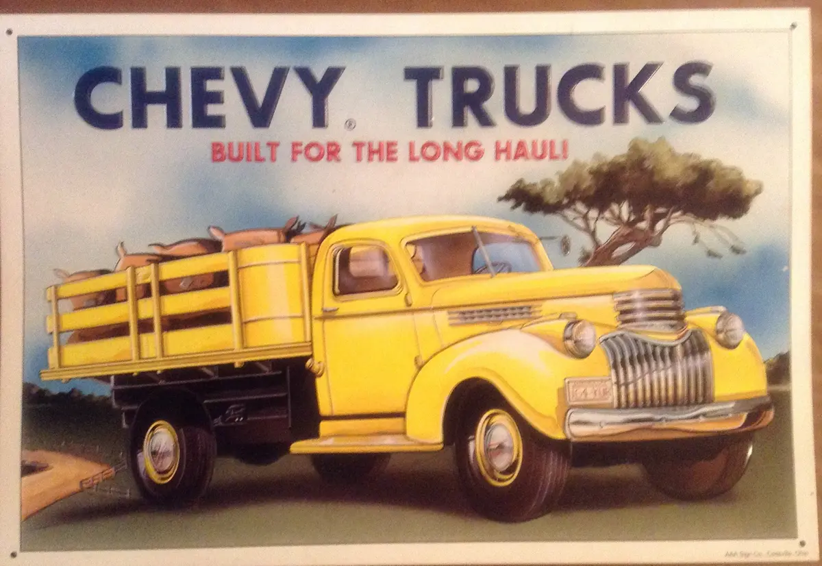 Flat Tin Sign - Chevy Truck 1