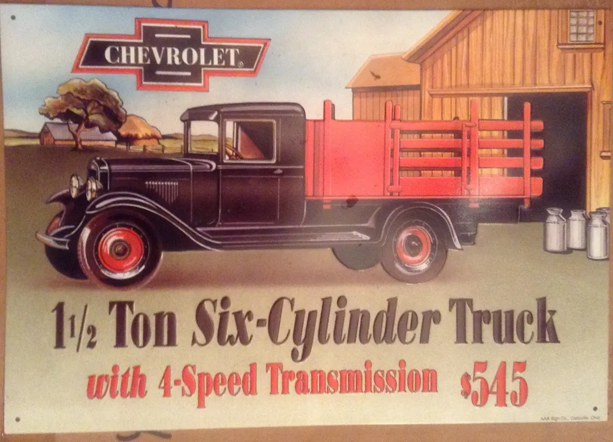 Flat Tin Sign - Chevrolet Truck 1