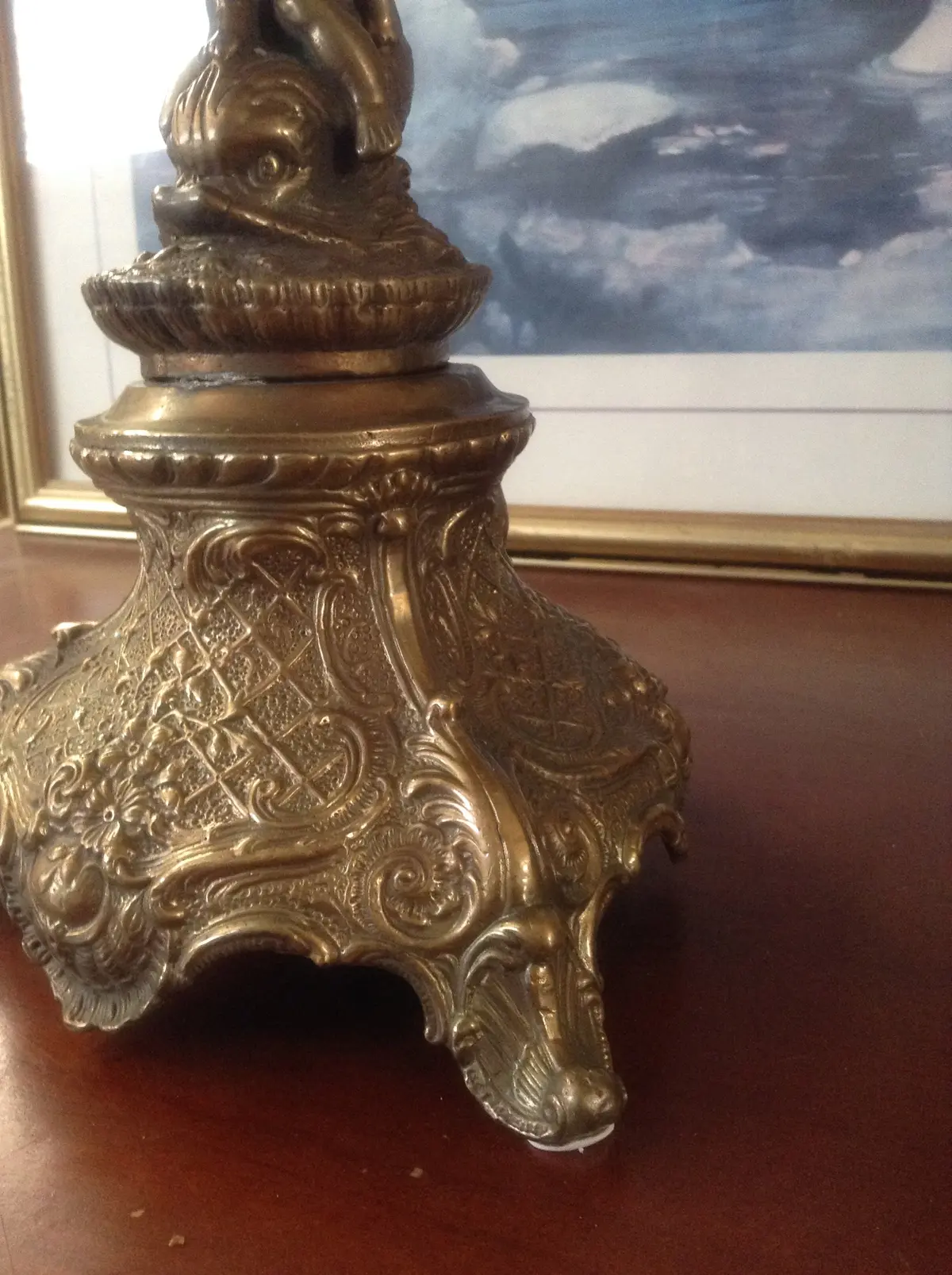 Sevres Porcelain - Pink French Style Fountain Dish W/ Gilt Bronze Cherub 2