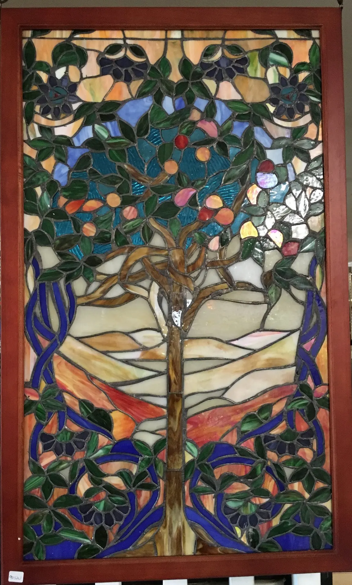 Glass Window - Stained Leaded Wood Frame Tree Of Life 1