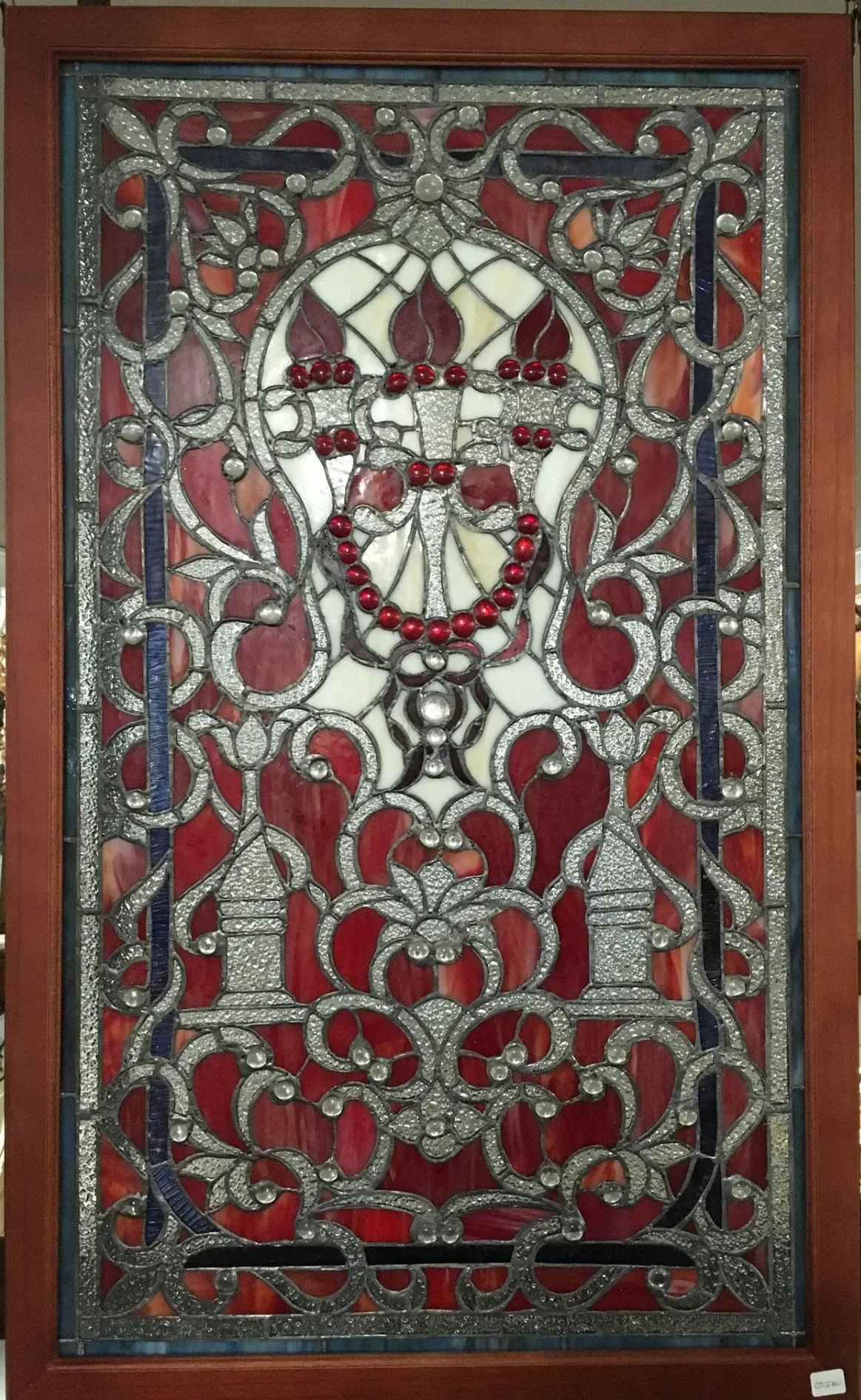 Glass Window - Stained Leaded Wood Frame 3 Torch Design 1