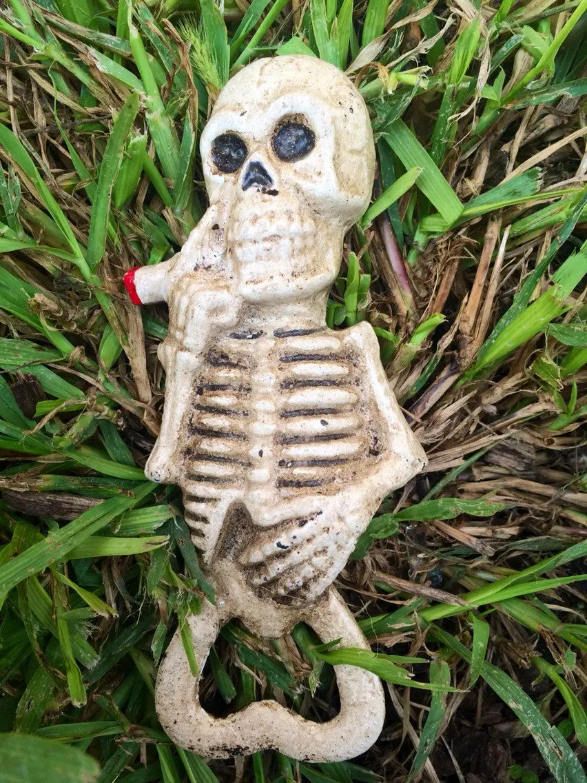 Bottle Opener - Cast Iron Smoking Skeleton 1