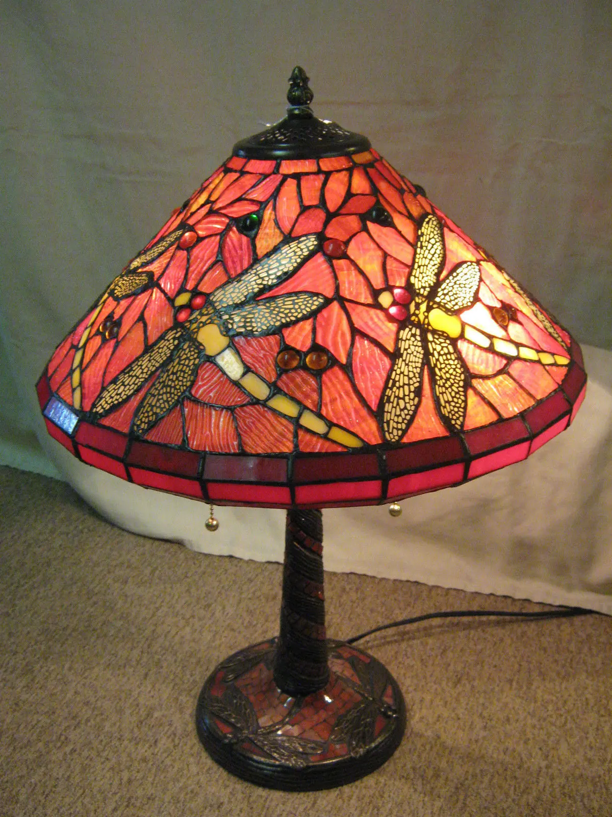 Tiffany Style Stained Glass Dragonfly Lamp 1
