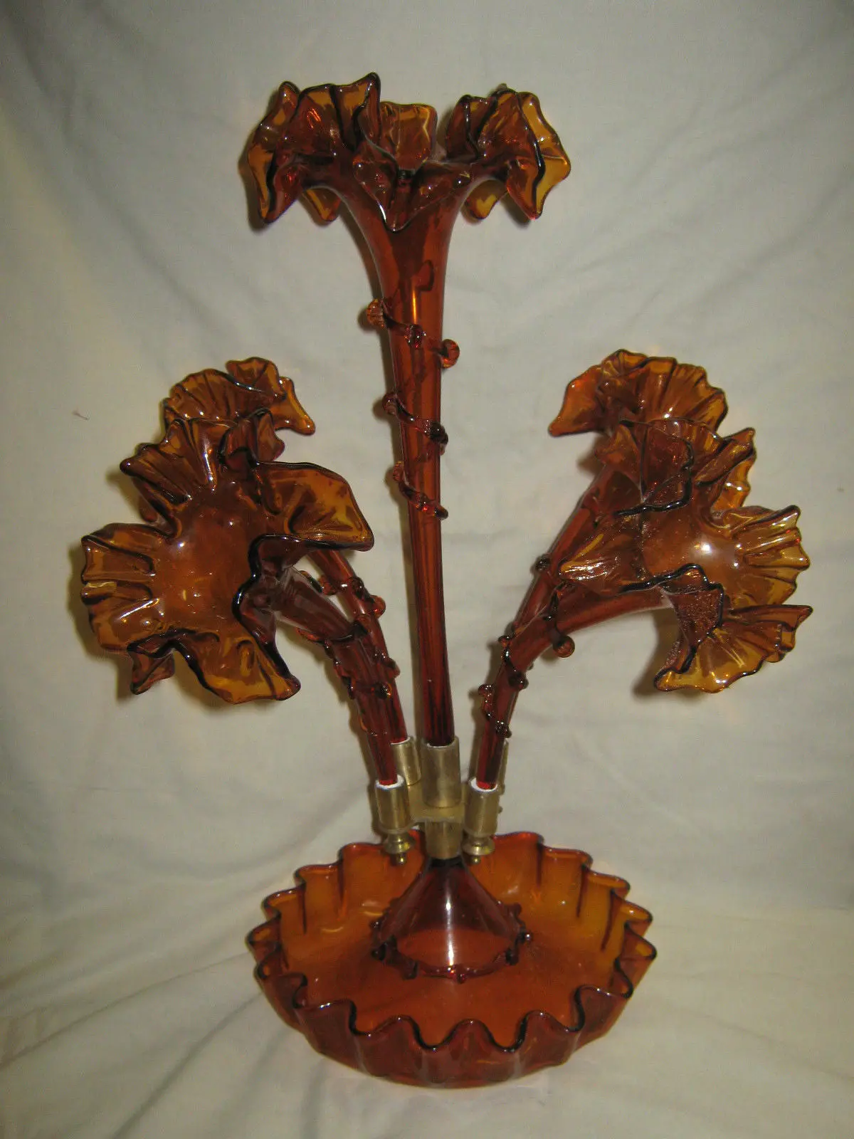 Epergne Amber Colored Glass 1