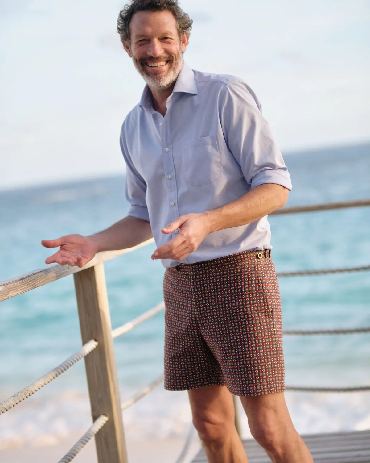 Side-Tab Field Short In Slate/Red/Yellow Square Jacquard 1