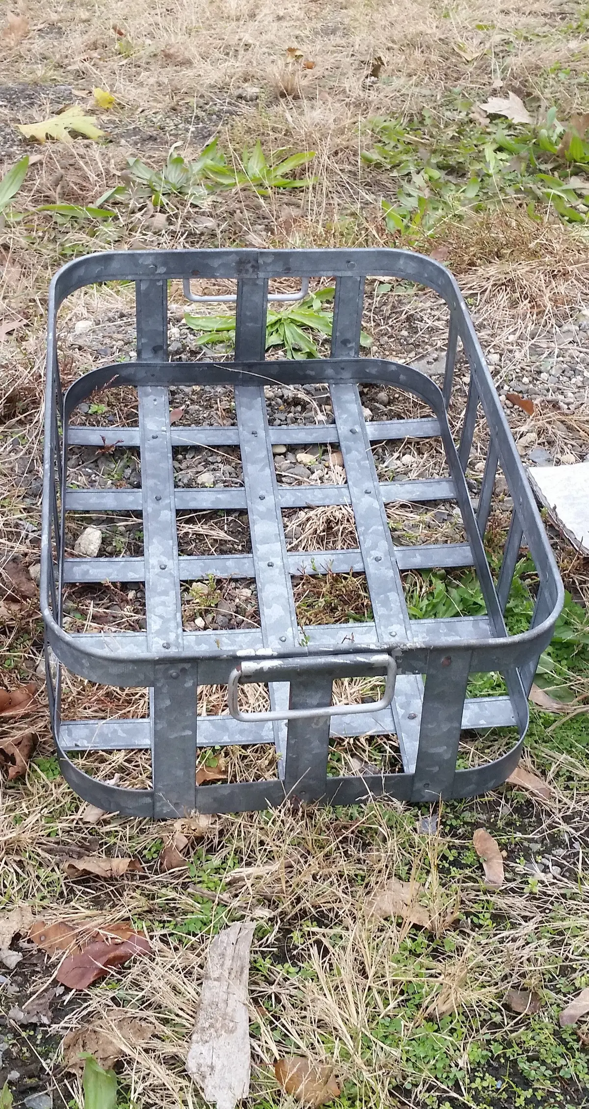 Metal Tin - Medium Galvanized Metal Rectangular Basket With Handles 1