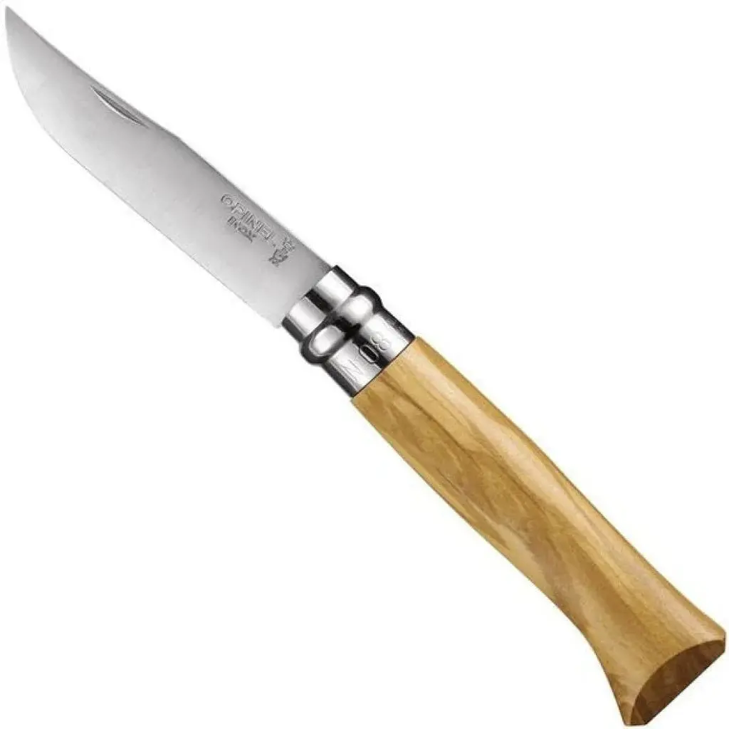 No.8 Stainless Steel Folding Knife - Olive - Blister Pack 1