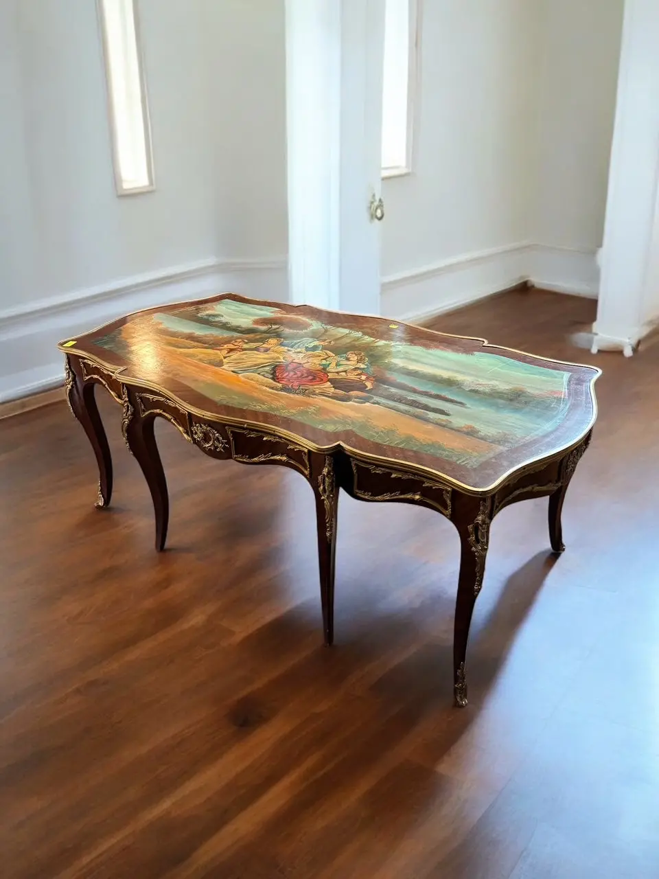 French Inlaid Bronze Table Lovers Scene 1