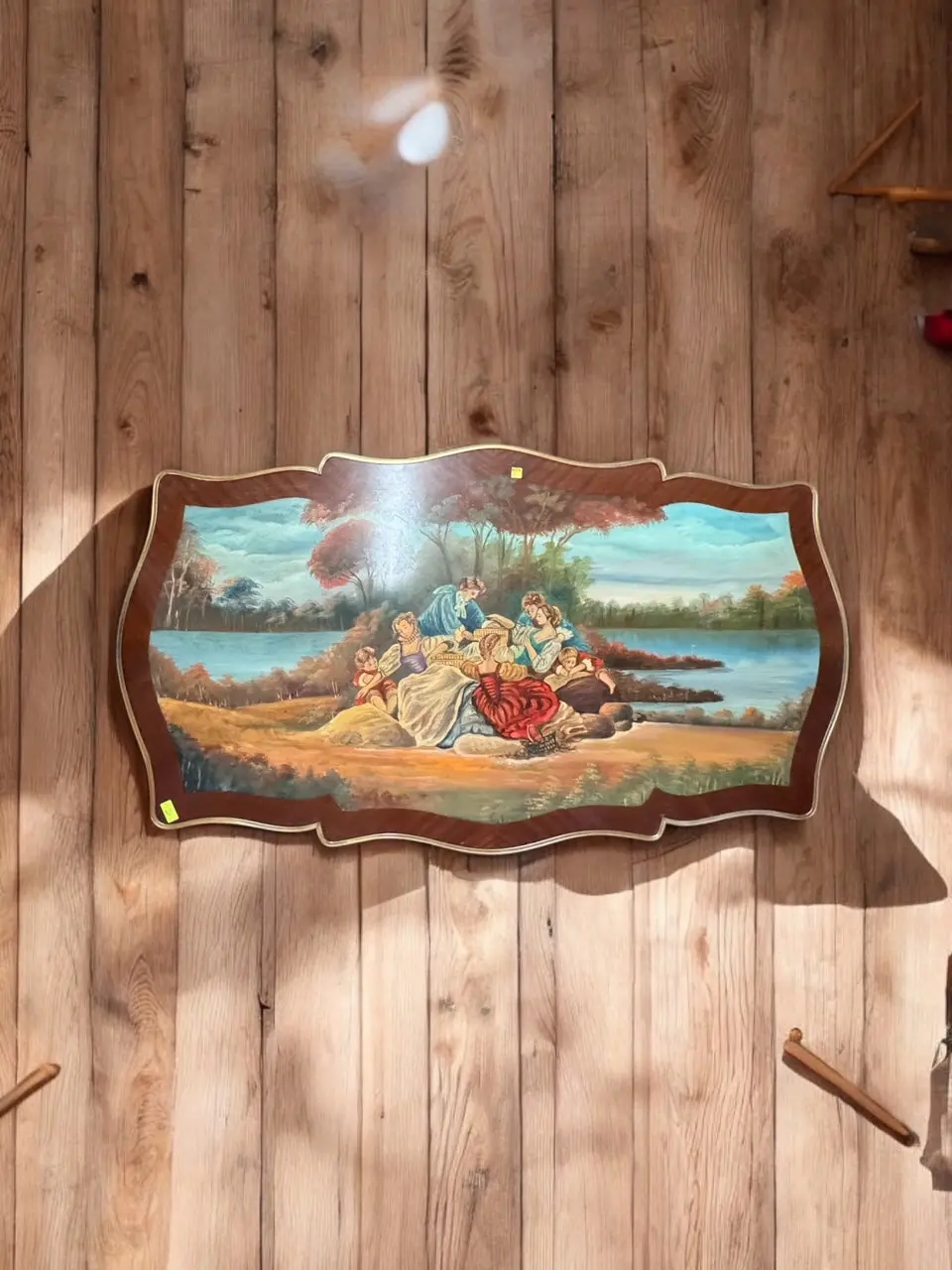 French Inlaid Bronze Table Lovers Scene 2