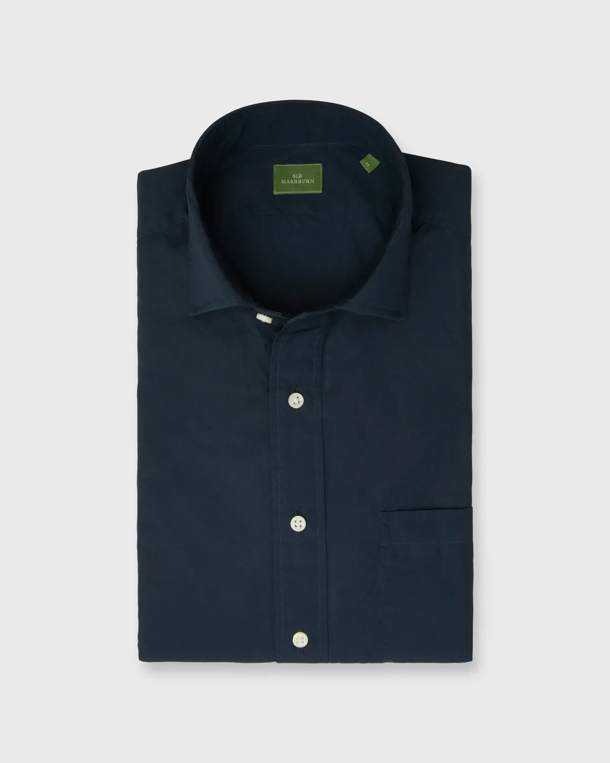 Spread Collar Sport Shirt In Navy Poplin 1