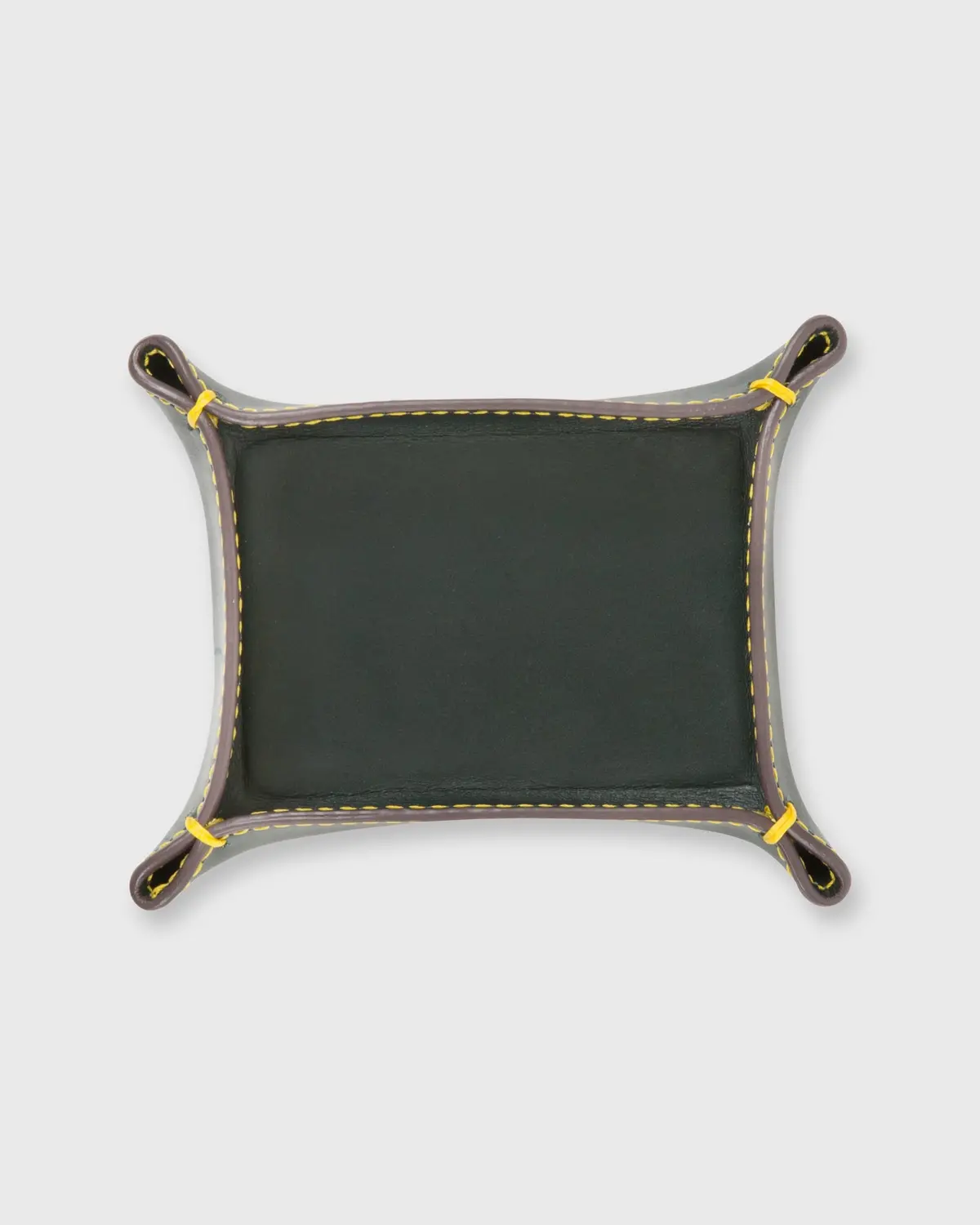 Small Tray In Bottle Green Leather 1