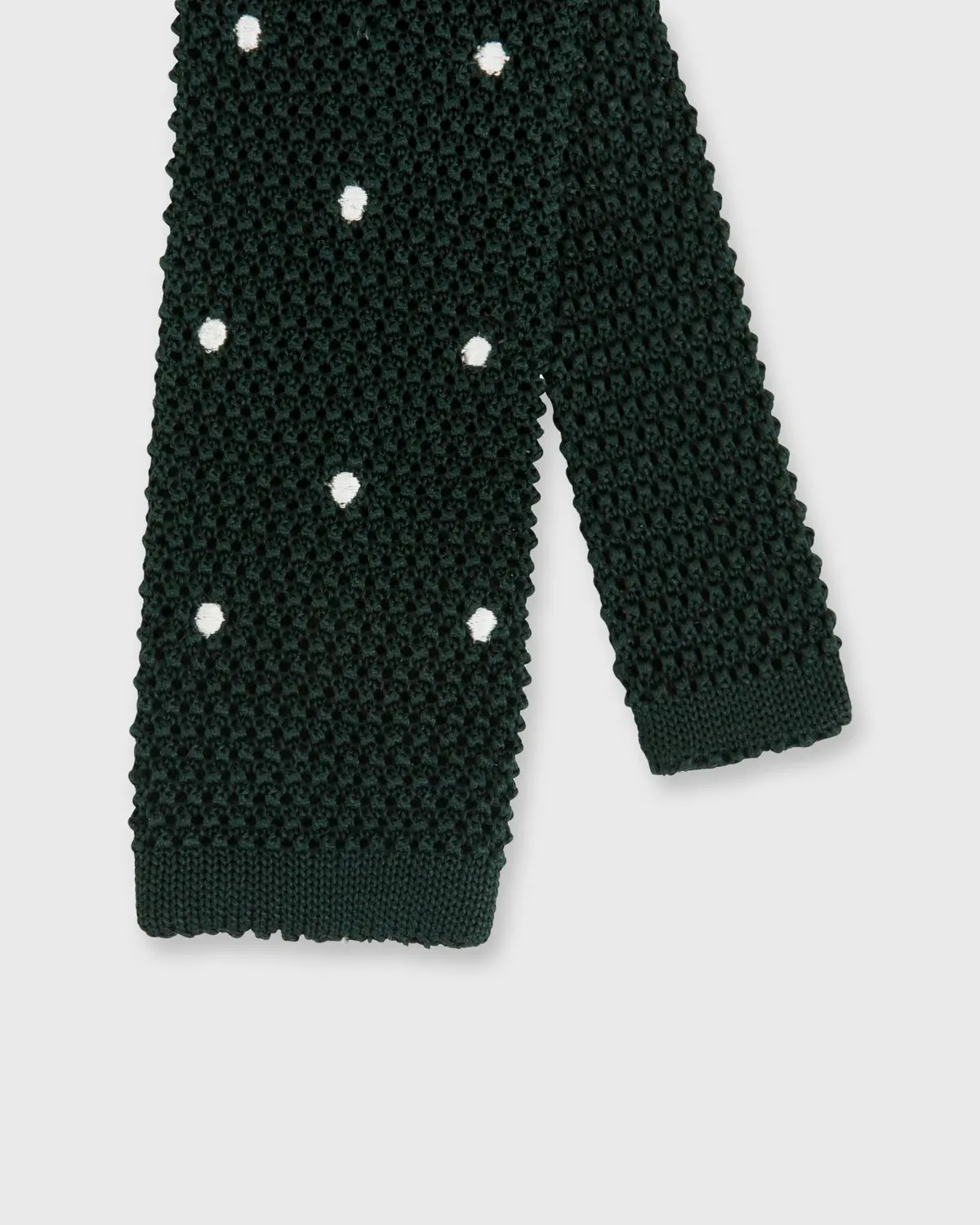 Silk Knit Tie In Hunter/White Dot 1