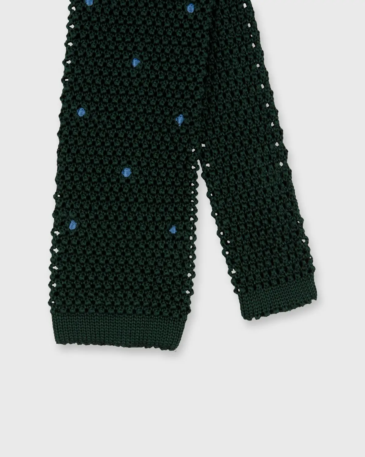 Silk Knit Tie In Hunter/French Blue Dot 1