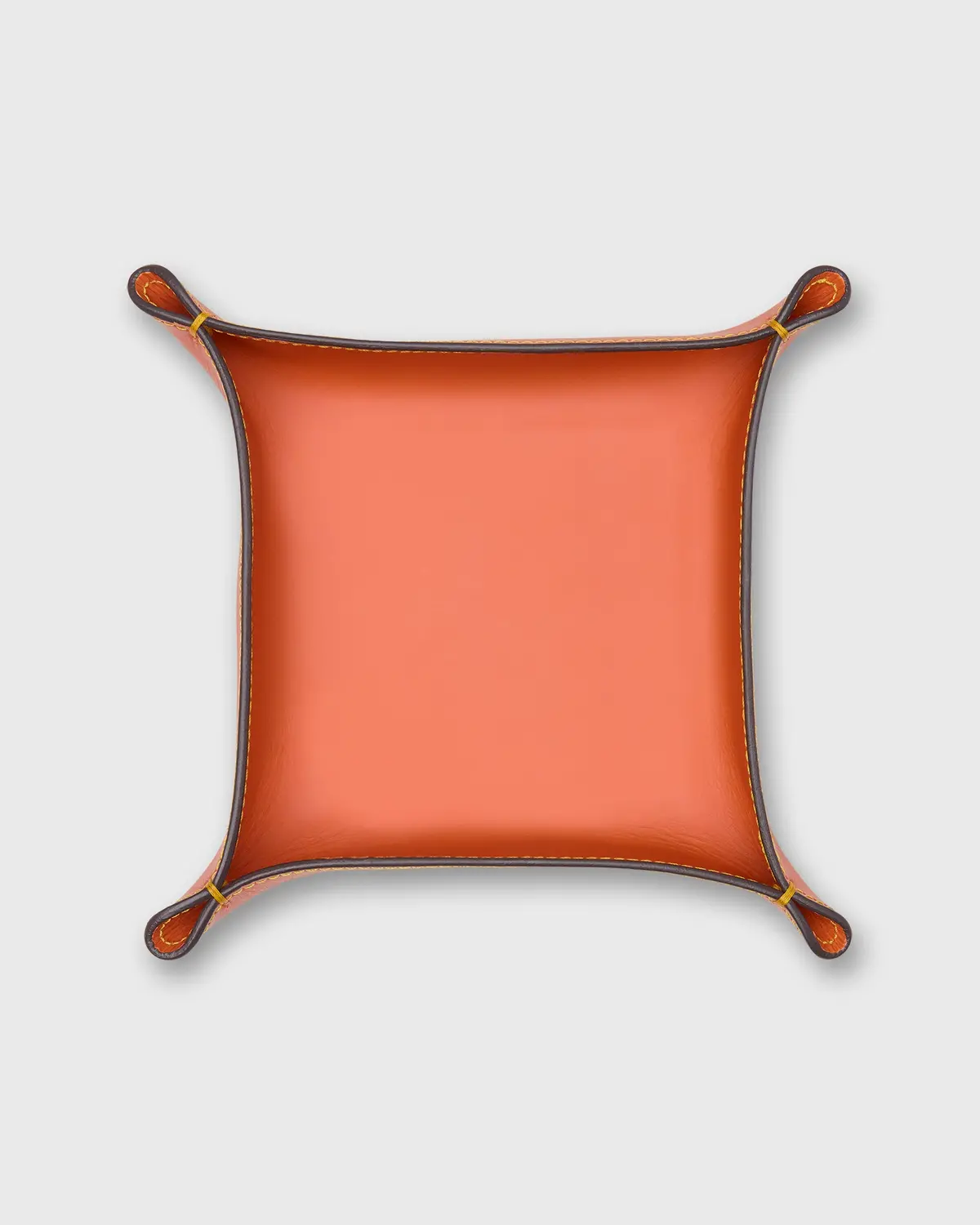 Medium Tray In Orange Leather 1