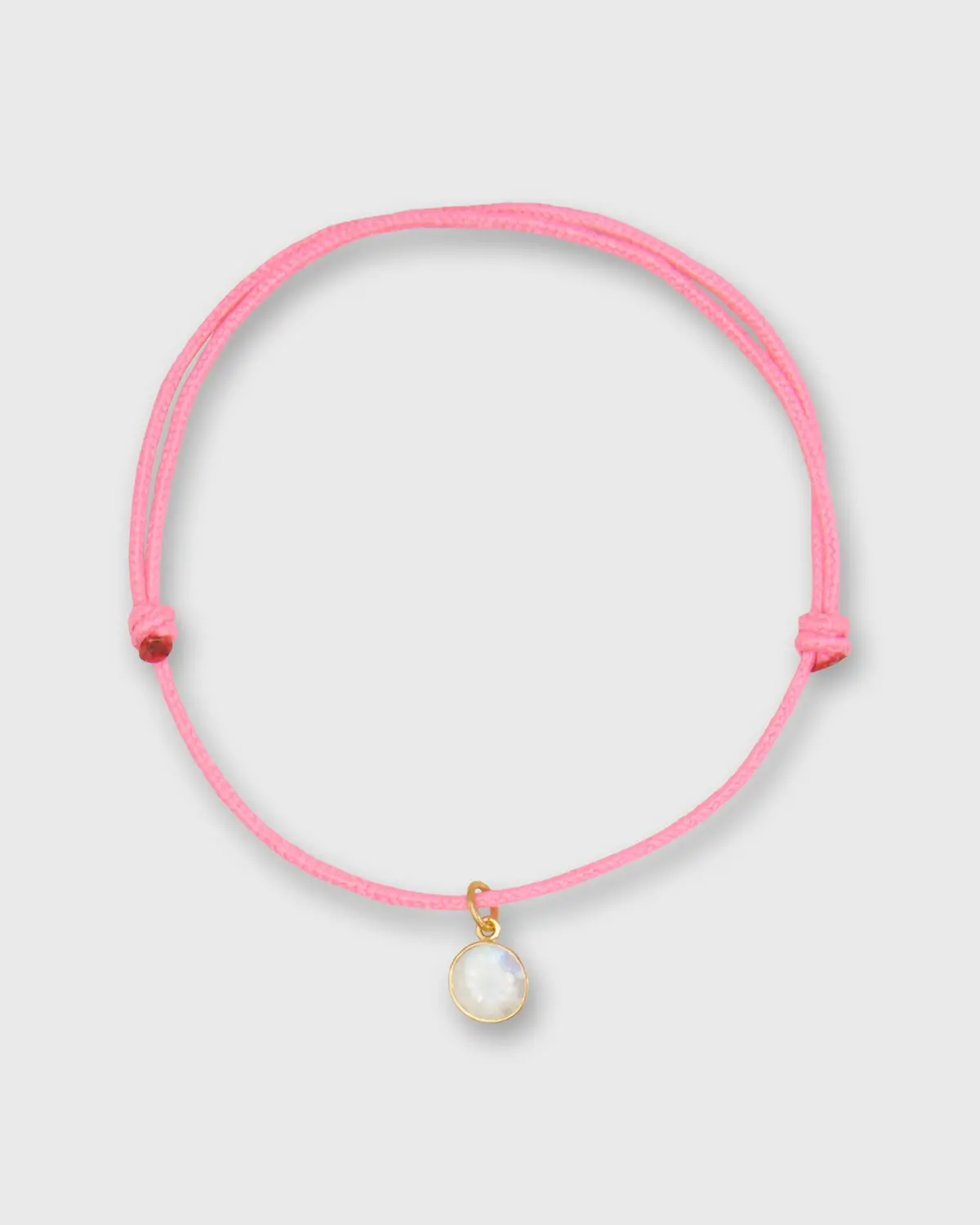 Small Glowing Charm Bracelet In Rainbow Moonstone/Assorted Color Cord 1